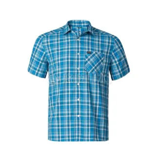 【ODLO】男款 銀離子短袖襯衫《寶藍/墨黑格》592522/格紋襯衫/防紫外線/吸濕排汗(悠遊山水)