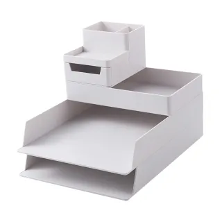 【收納部屋】5件組可堆疊抽拉式文件收納盒(筆筒 文具收納 桌面收納 收納盒)