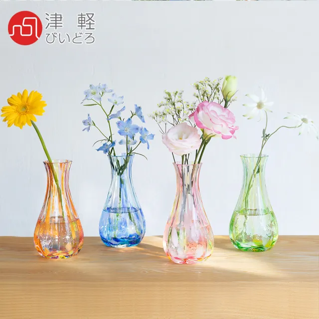 【ADERIA】日本製津輕系列花彩玻璃花瓶(海洋藍)