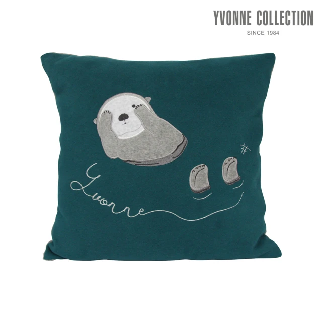 【Yvonne Collection】海獺漂漂方形抱枕_45x45公分(極光綠)