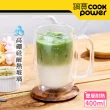 【CookPower 鍋寶】雙層耐熱玻璃咖啡杯400ml(附贈竹製杯蓋)