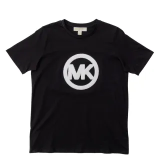 【Michael Kors】立體毛巾布圓型LOGO T恤(黑色)