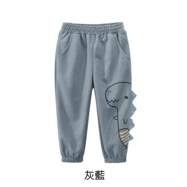 【橘魔法】恐龍角冰絲棉麻透氣防蚊褲(長褲 鬆緊褲頭 褲子 薄長褲 防曬 男童 童裝)