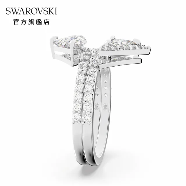 【SWAROVSKI 官方直營】Ortyx 戒指三角形切割 白色 鍍白金色 交換禮物