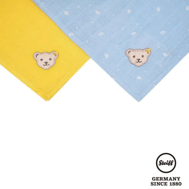 【STEIFF】熊頭  口水巾 紗布巾 兩件組(口水巾)