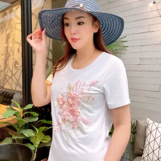 【my stere 我的時尚秘境】雙11 現貨商品-氣質手工刺繡蕾絲釘珠上衣(時尚百搭 輕柔棉質 修身顯