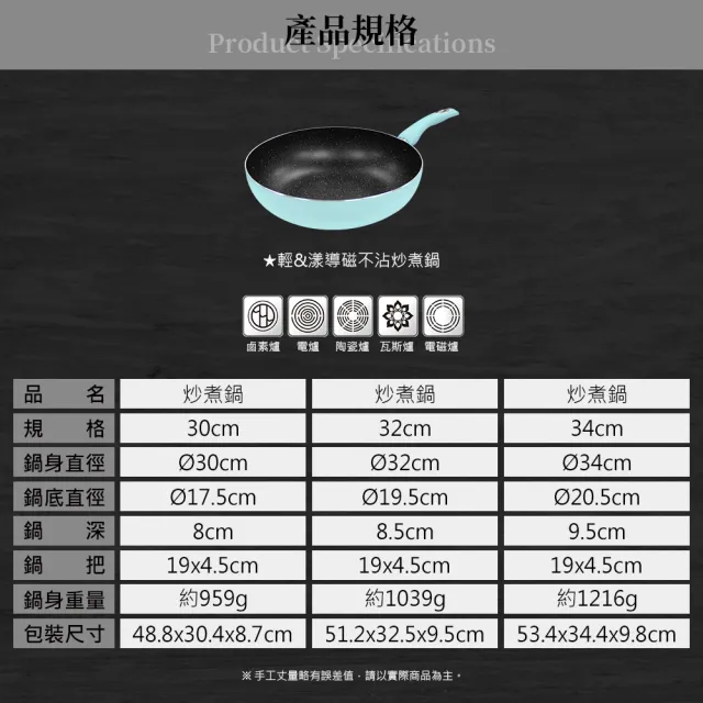 【米雅可】輕&漾導磁不沾炒煮鍋 34cm 台灣製造(適用IH及各式爐具)