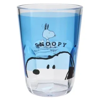 【小禮堂】SNOOPY 史努比 無把壓克力杯 370ml - 藍半臉款(平輸品)