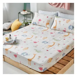 【LASOL 睡眠屋】100%精梳棉兩用被床包枕套組 加大(動物之森)