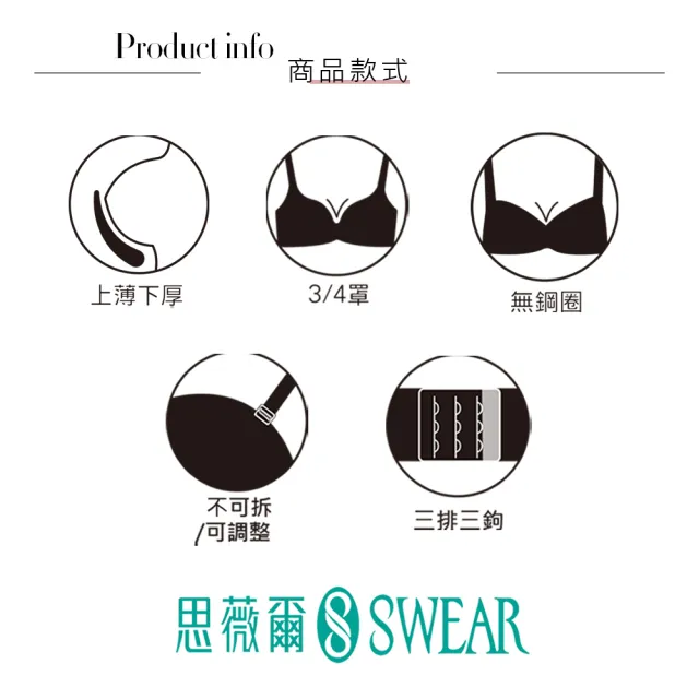 【Swear 思薇爾】嗨Q Bra系列B-D罩素面無痕無鋼圈模杯包覆女內衣(丹寧藍)