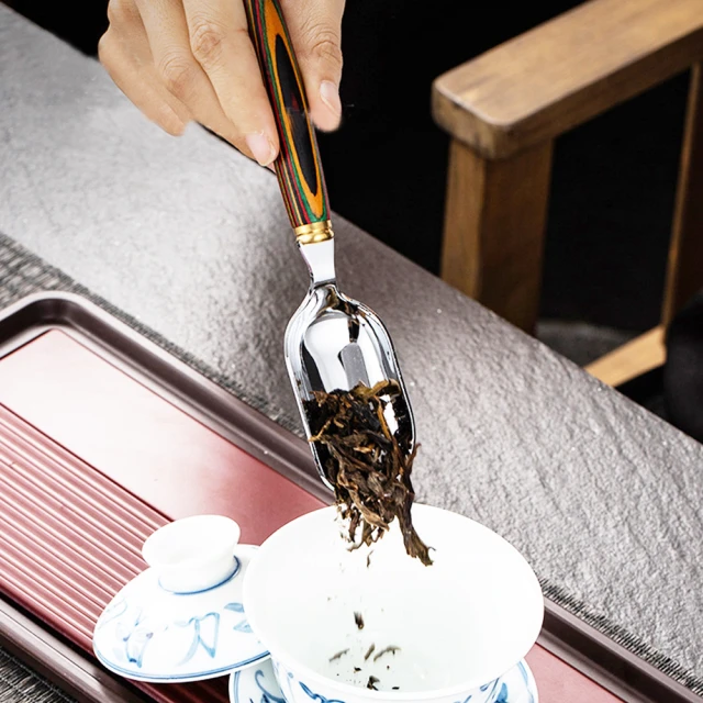 PUSH! 品茗喝茶具 不銹鋼茶勺茶則茶鏟茶葉勺子取茶葉匙茶具配件(炫彩謎之眼茶勺T12-2)