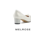 【MELROSE】素雅氣質晶鑽蝴蝶結異材質拼接尖頭高跟鞋(金)