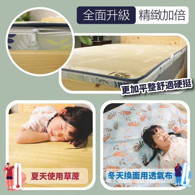 【小老闆寢具】單人3.5尺冬夏兩用竹蓆床墊5公分(折疊床｜雙層床｜薄床墊｜宿舍床｜露營床)