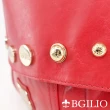 【Bgilio】義大利蠟感真牛皮特色五金釦翻蓋肩背包-紅色(1164.001-01)