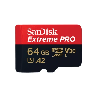 【SanDisk 晟碟】64GB 200MB/s Extreme Pro microSDXC U3 V30 A2 記憶卡(平輸 附轉卡)