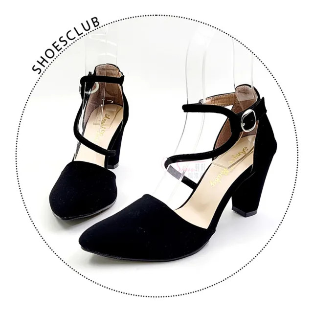 【ShoesClub 鞋鞋俱樂部】細帶繞踝尖頭高跟鞋 女鞋 019-1338