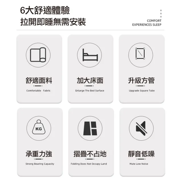 【ROYAL LIFE】快速收納單人好用折疊床(附贈收納袋 折疊床 行軍床 單人 躺椅 露營)