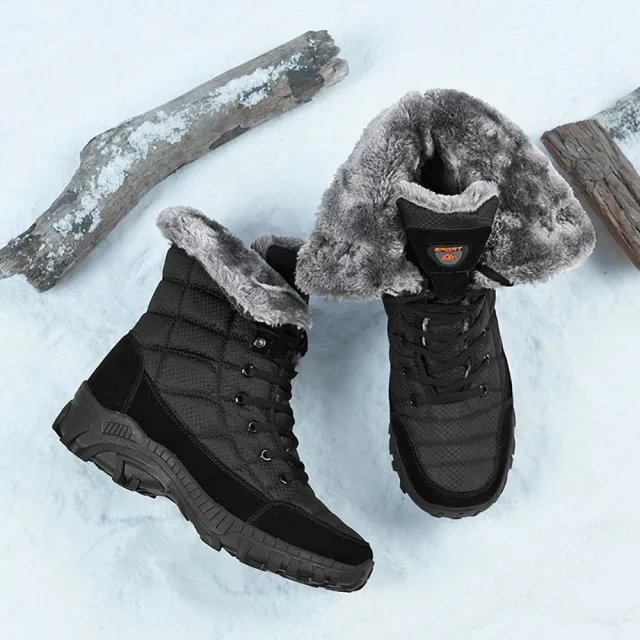 【MINE】兩穿雪靴 保款雪靴/兩穿法設計保暖機能戶外休閒雪靴-男鞋(黑)