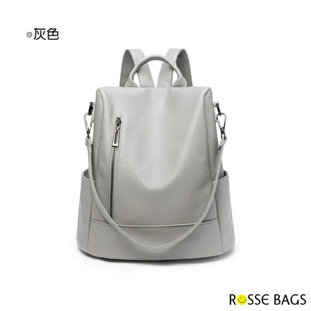 【Rosse Bags】韓版多功能軟皮防盜雙肩後背包(現+預  灰色 / 棕色 / 黑色)