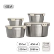 【NEOFLAM】SUS316不鏽鋼圓形保鮮盒4件組-北歐FIKA款(烤箱適用)