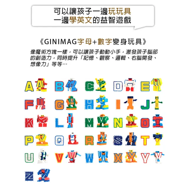 【GINIMAG】英文字母機器人變身益智玩具 送無毒環保白板(機器人 兒童玩具 變形機器人)