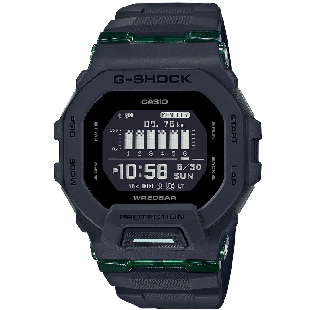 【CASIO 卡西歐】卡西歐G-SHOCK鬧鈴多時區藍芽智慧錶-黑(GBD-200UU-1)