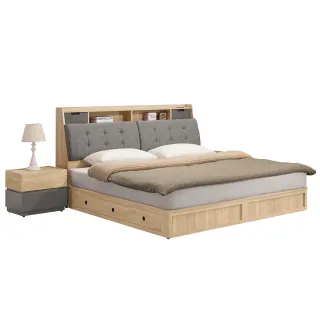 【WAKUHOME 瓦酷家具】Oliver時髦灰調5尺標準雙人床A023-A15-02+03