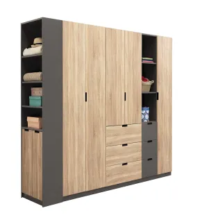 【WAKUHOME 瓦酷家具】Oliver時髦灰調8.5尺系統式衣櫃A023-A16-01