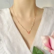 【MISS KOREA】韓國設計果凍粉色愛心浪漫珍珠串飾造型項鍊(粉色項鍊 愛心項鍊 珍珠項鍊)