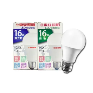 【東亞照明】LED 16W 高光效 CNS認證  球泡 燈泡 四入組(LED 16W 燈泡 黃光 白光 自然光)
