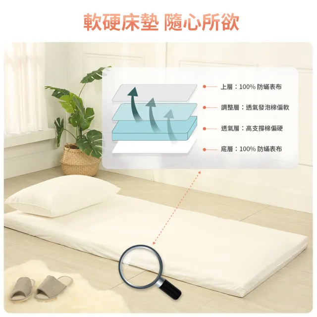 【3M】防蹣可調式泡棉床墊/折疊床墊-單人加大+防蹣枕心1入