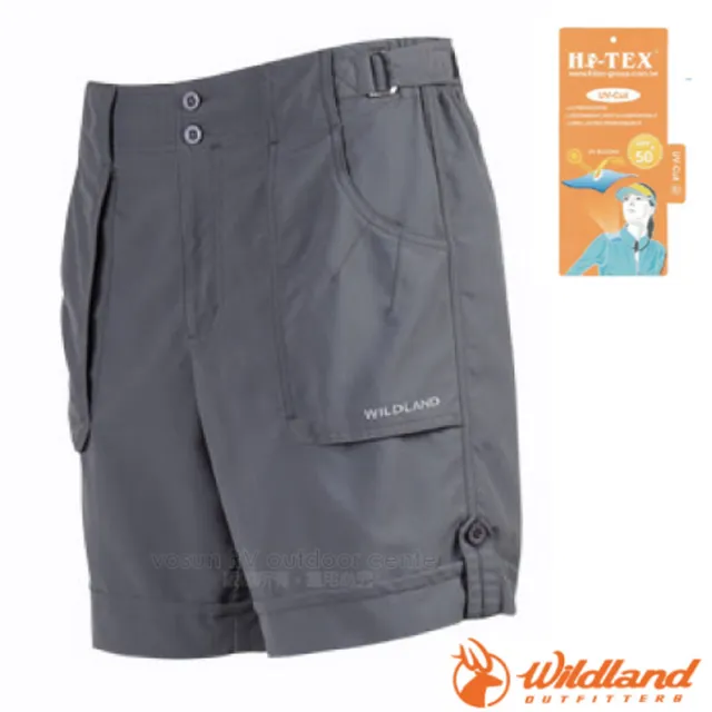 【Wildland 荒野】女 抗UV透氣休閒機能運動短褲.工作褲(0A01381 藍灰)