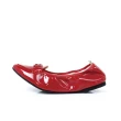 【viina】尖頭LOGO鏡面摺疊平底娃娃鞋-紅(摺疊平底娃娃鞋)