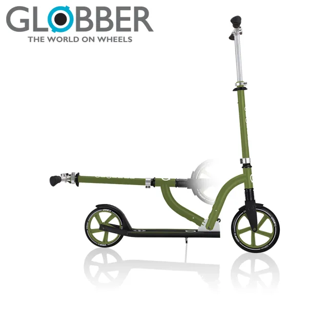 【GLOBBER 哥輪步】官方直營 法國NL230-205 DUO成人折疊滑板車-酪梨綠(滑板車、手煞車、直立站立)