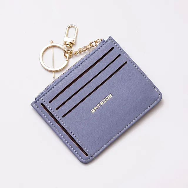 【L.Elegant】簡約輕薄 學生卡夾 鑰匙圈拉鏈零錢包B606(學生卡夾零錢包)