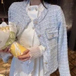 【BBHONEY】氣質小香風外套 毛鬚編織女西裝外套(粉/白/藍)