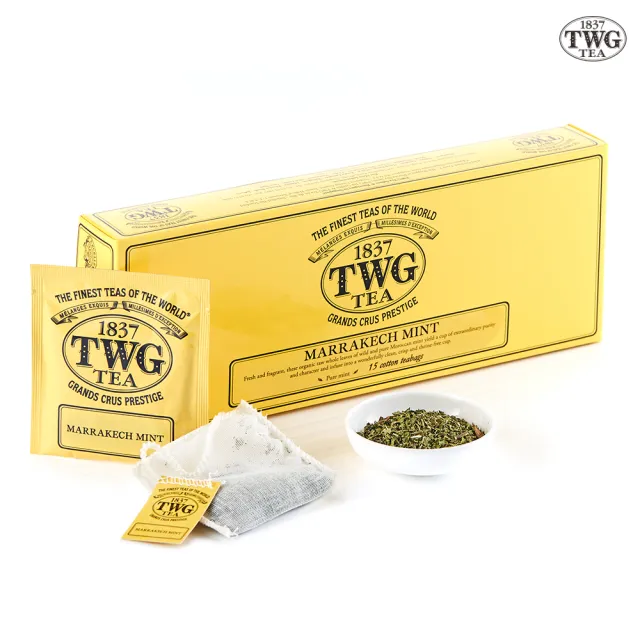 【TWG Tea】手工純棉茶包 馬拉喀什薄荷茶 15包/盒(Marrakech Mint; 薄荷茶)