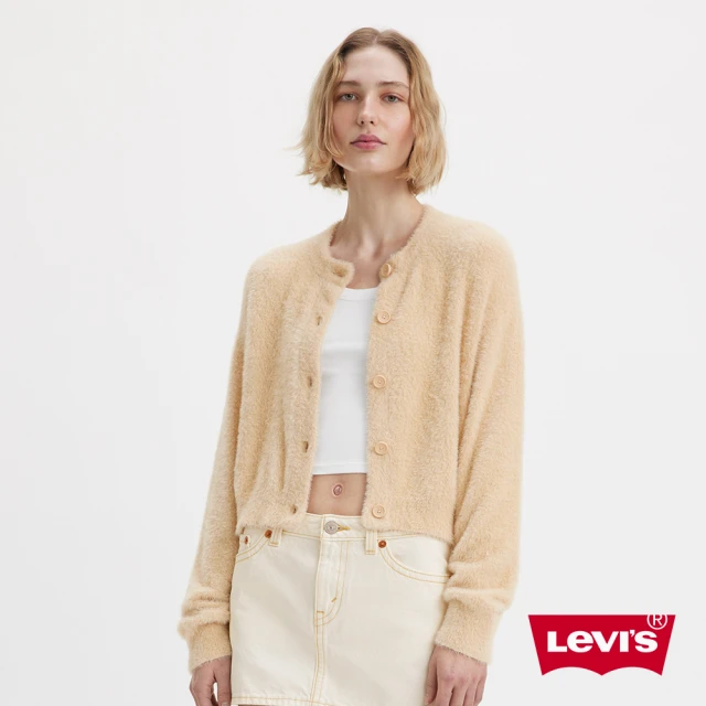 LEVIS 女款 開襟外套 / 毛澎罩衫 / 泰迪毛 牛奶白 人氣新品