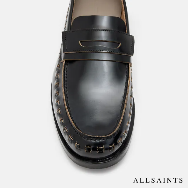 【ALLSAINTS】SAMMY 英倫牛皮編織LOGO樂福鞋 MZ611Y