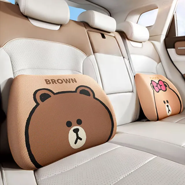【LINE FRIENDS】熊大兔兔蜂窩凝膠汽車腰靠(汽車靠墊 車用腰靠)