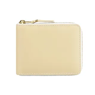 【Comme Des Garcons CDG】川久保玲 經典全皮拉鍊短夾(米白)