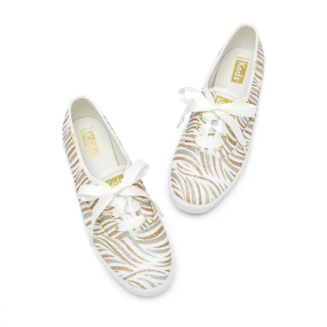 Keds】CHAMPION 閃光波浪印花帆布休閒鞋-金色(9233W110909) - momo購物