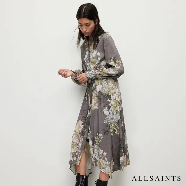 【ALLSAINTS】SKYE VENETIA 真絲混紡花瓣印花中長版洋裝 WD143Y(常規版型)