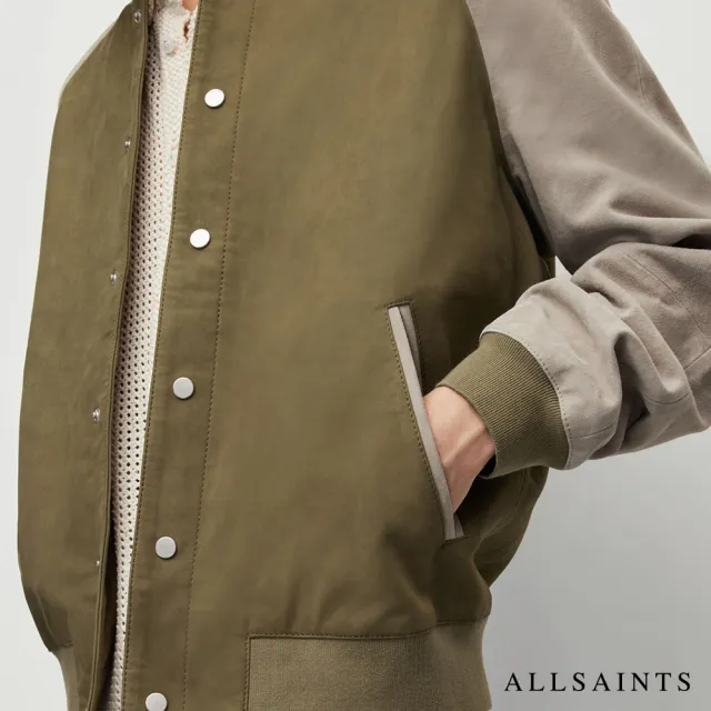 【ALLSAINTS】MIST 羊皮復古麂皮拼接飛行員外套 ML057Y 雙11(常規版型)