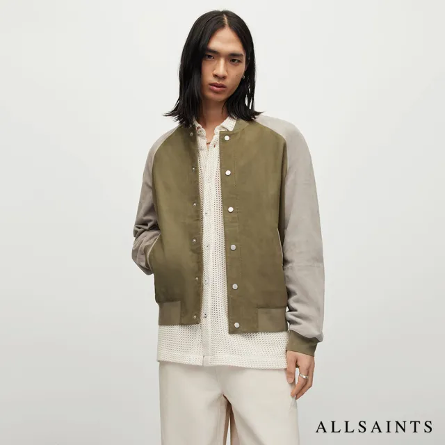 【ALLSAINTS】MIST 羊皮復古麂皮拼接飛行員外套 ML057Y 雙11(常規版型)