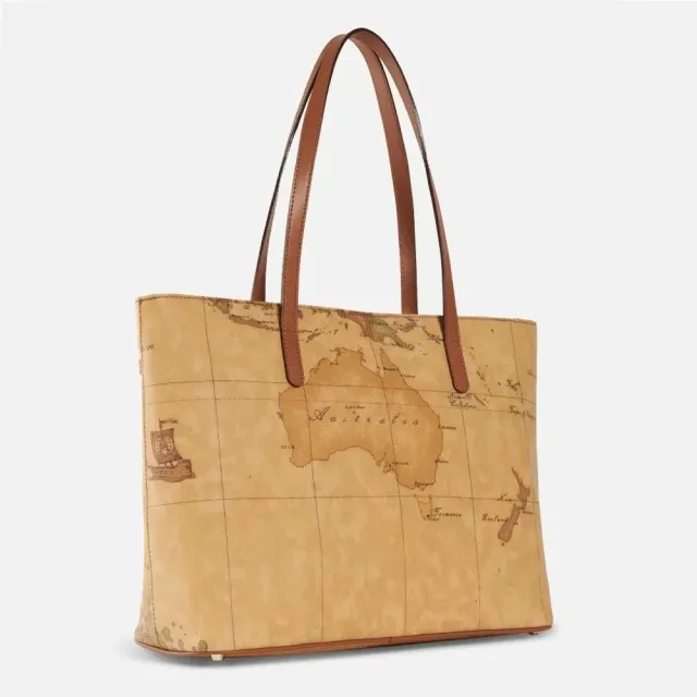 【Alviero Martini】義大利地圖包  肩揹大購物包38cm(地圖黃)