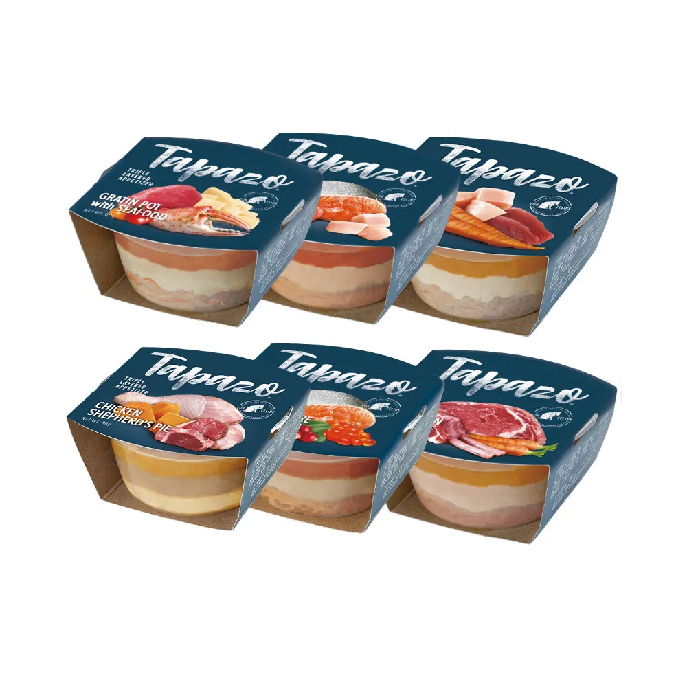 【TAPAZO 特百滋】開胃三層杯-貓用80g*12入組(貓餐盒 副食 全齡貓)