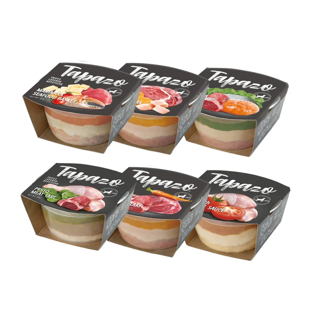 【TAPAZO 特百滋】犬用開胃三層杯80g*12入組(狗餐盒 全齡適用)