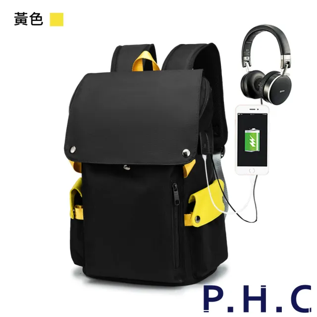 【PHC】學院風多功能大容量電腦包(現+預 灰色／紅色／黃色／藍色)