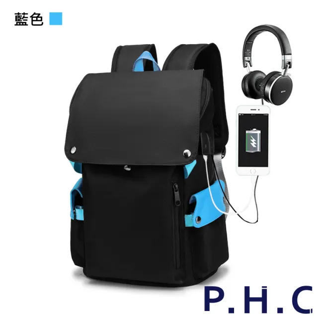 【PHC】學院風多功能大容量電腦包(現+預 灰色／紅色／黃色／藍色)